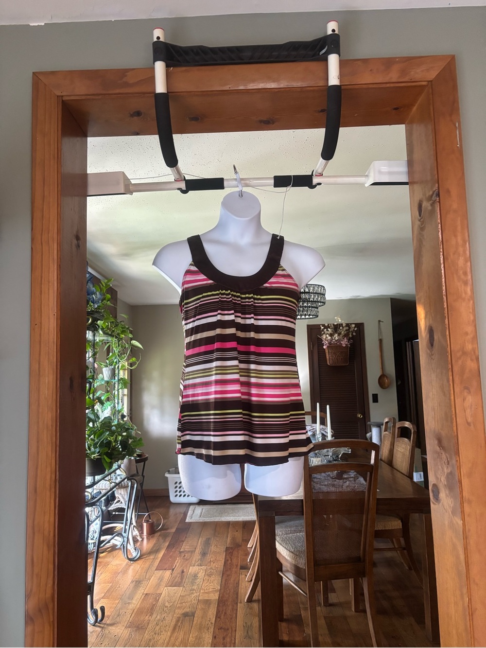 Y2K Iz Byer California Striped Sleeveless Tank Top - Brown & Pink Size Large